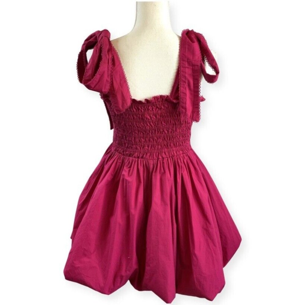 LoveShackFancy Raspberry Pink Mini Dress with Tie Straps - Picture 7 of 7